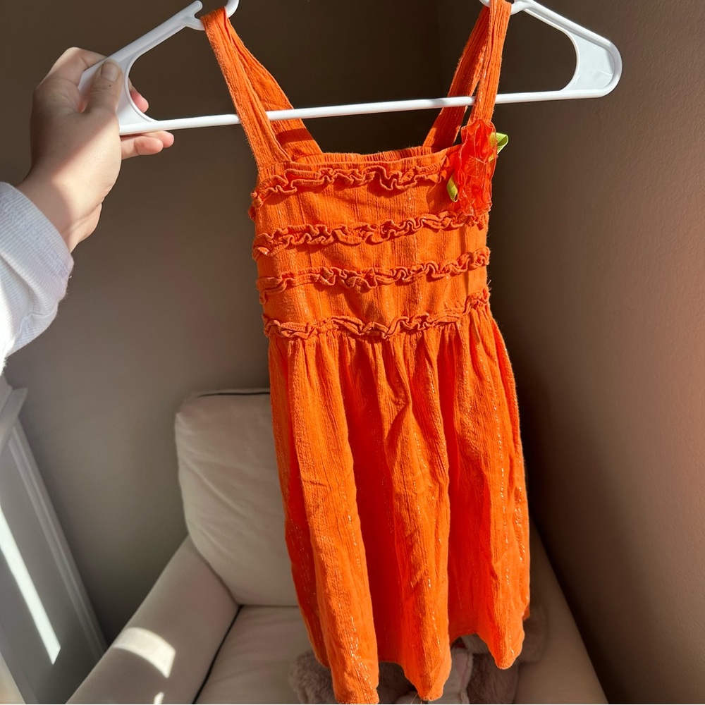 Orange Ruffled Kids Dress